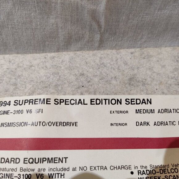 94 1994 Oldsmobile Cutlass Ciera/Cutlass Cruiser owners manual - Picture 3 of 3